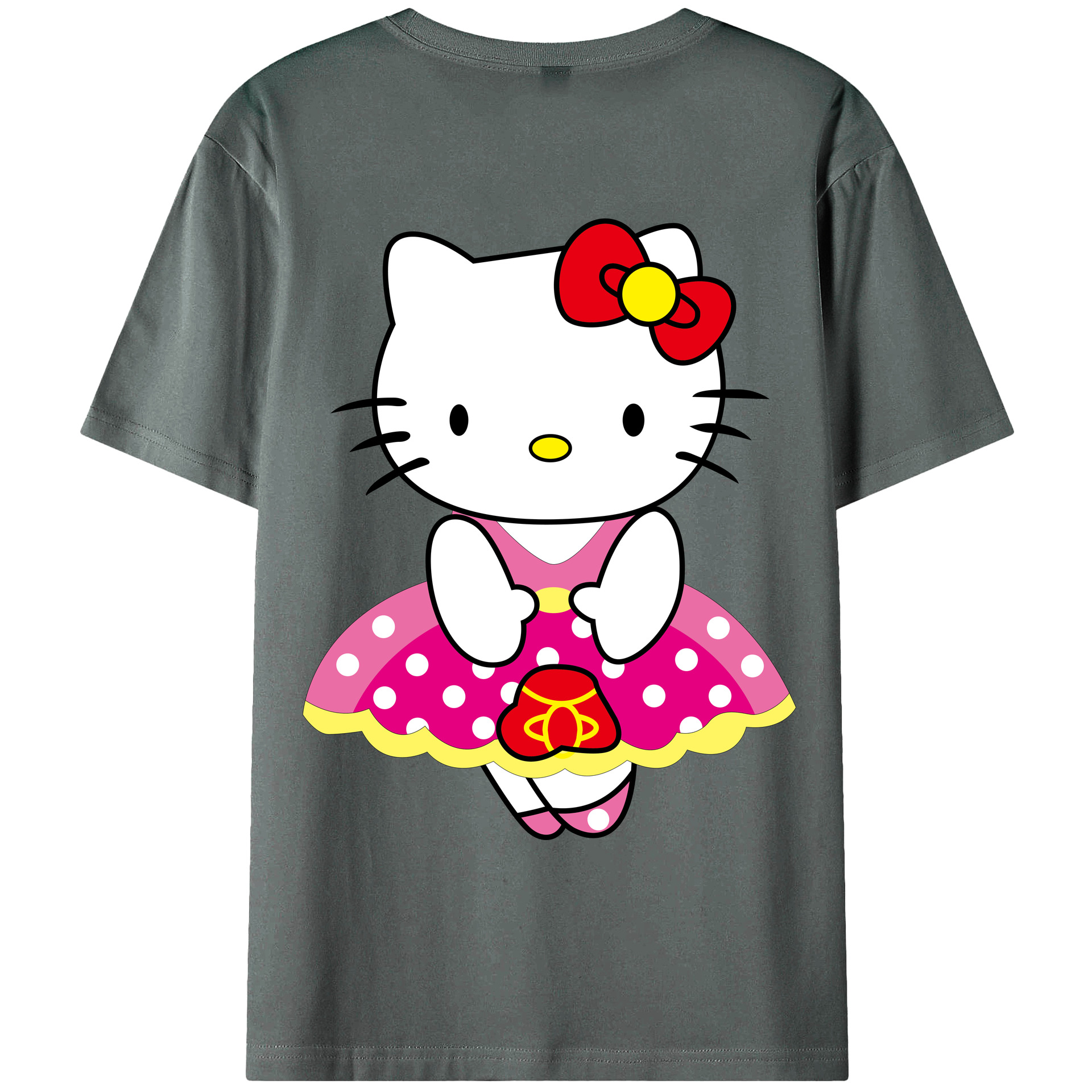 （画像用） Hello Kitty ハローキティ 綿100％ メンズ半袖Tシャツ（バックプリント） 通気性